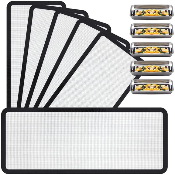 Topboutique Silicone Mats 5 Pcs Freeze Dryer Liners Reusable Baking Sheet Liners Non Stick Freeze Dryer Mat Freeze Dryer Trays Liners for Kitchen Baking,17*7 inch,Black