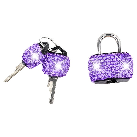 Topboutique Small Locks with Keys, 1 Pc Mini Metal Padlock Purple, Luggage Locks, Diamond Bling Padlock, Suitcase Backpack Lock for Jewelry Box Diary Gift Storage Box Travel Daily Use