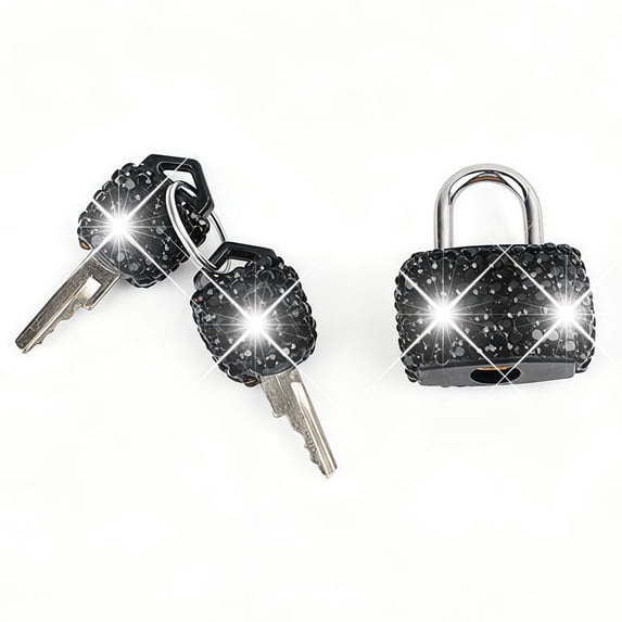 Topboutique Small Locks with Keys 1 Pc Mini Padlock with Diamond Bling Padlock Luggage Locks Metal Lock Jewelry Box Lock Diary Padlock for Locker Suitcase Bag(Black)