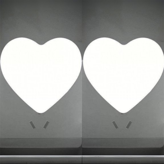 Topboutique Smart LED Night Light Auto On/Off Heart Nightlight Plug into Wall Soft Warm White Light Smart Dusk to Dawn Sensor, for Living Room Bedroom Bathroom Kitchen Hallway (White 2Pack)