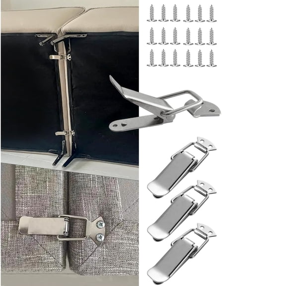 Topboutique Sofa Connectors to Make Sectional Stay,Stainless Steel Sectional Couch Hooks Clips,Spring Loaded Toggle Latch Hasp with Screw,Hardware Case Latches for Sofa Chest Toolbox Box Trunk,4 Pcs