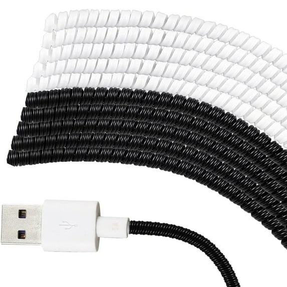 Topboutique Spiral Cable Protector,10 Pcs Chargers Cord Protector,Data Cable Protective Sleeve,Flexible Cable Wire Protector,Data Lines Cover for Phone Charge Cable/USB Data Cable,Black + White