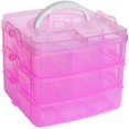 thumbnail image 1 of Topboutique Stackable Storage Container with 18 Adjustable Compartments - Clear - Sewing Box & Craft Storage / Bead Organizer Box / Art and Crafting Supply Organizer, Toys Organizers and Storage,Pink, 1 of 8