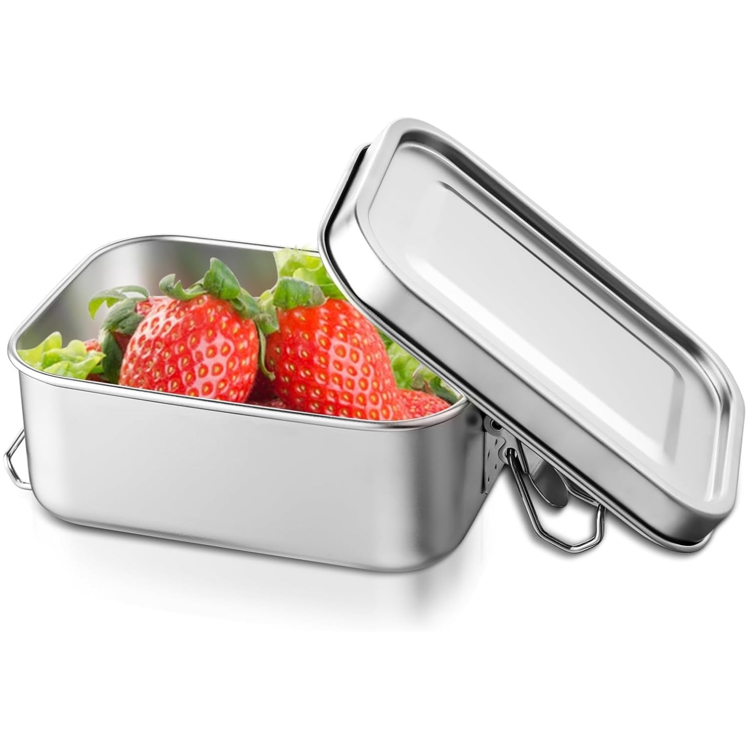 Topboutique Stainless Steel Bento Container,Lunch Box,Leak Proof Food Container,550 ml Metal Lunch Containers,Lunch Snack Boxes,Portable/Lockable Clips/Dishwasher Safe/Reusable,1Pc