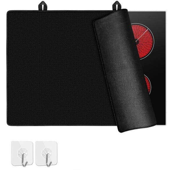 Topboutique Stove Top Cover,Fireproof Electric Stove Mat,Ceramic Glass Cooktop Protector Mat,Heat-Resistant Cooktop Cover Mat,Waterproof,Anti-Slip,Rubber Thick Induction Cooktop Protector,24''x21''