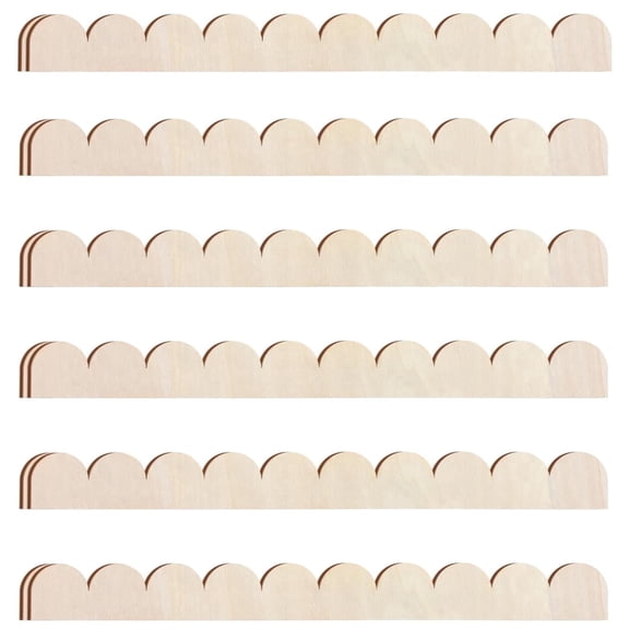Topboutique Unfinished Scalloped Decorative Wood Moulding Trim 12 Pcs Scalloped Edge Wooden Molding Scalloped Moulding Trim for DIY Wall Cabinet Shelf and Window Door,15.75 * 1.57inch
