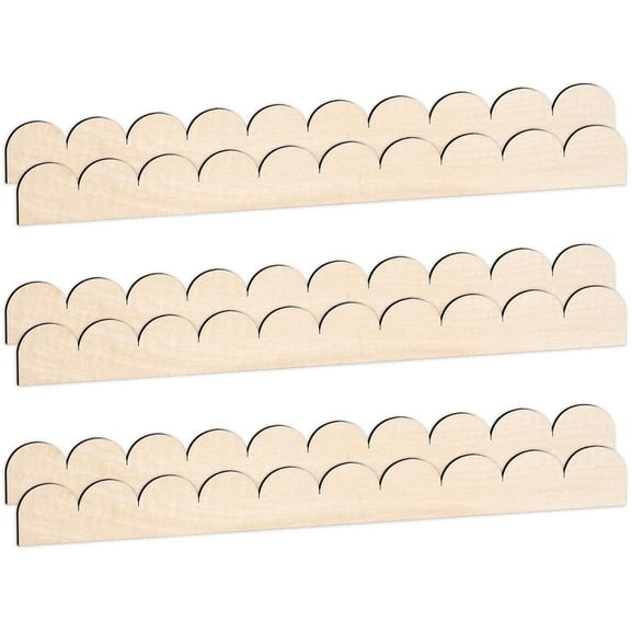 Topboutique Unfinished Scalloped Decorative Wood Trim,Wooden Scalloped Trim,DIY Moulding Trim,Unfinished Scalloped Wood Molding DIY Moulding Trim for Home Wall Decor,(6 Pack,15.75 x 1.57 inch)