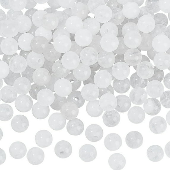 Topboutique White Glass Round Beads Bracelet Loose Beads Beads Imitative Gemstone Beads Crystal Beads Glass Beads for Bracelet Beading Crystal Jewelry Making DIY Necklace Earrings,150 Pcs 8mm