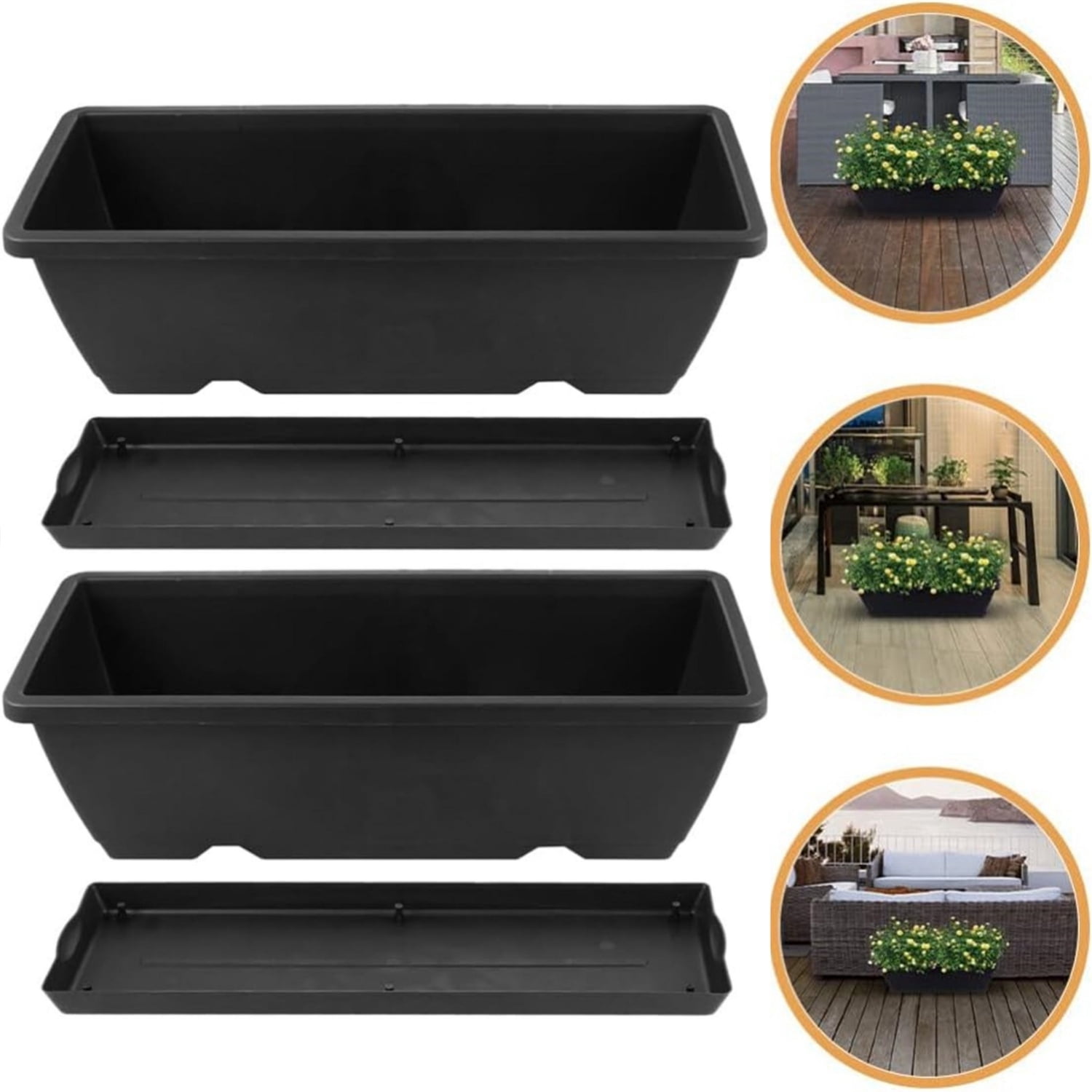Topboutique Window Boxes Planters,Rectangle Planter Box with Drainage ...