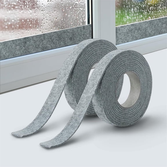 Topboutique Window Condensation Prevention Absorber Strip Glass Water Absorbent Tape Water Moisture Absorber Tape Reusable Self Adhesive Strip for Window, Gray, 2 Roll x 13 ft x 1.2 inch