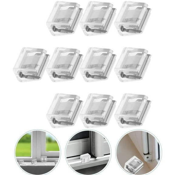 Topboutique Window Latch 10 Pcs Window Blocker Security Sliding Glass Door Security Locks Sliding Window Locks Door Security Buckle Safety Window Stopper,Plastic,Transparent