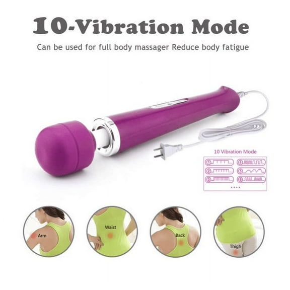 Topboutique Wired Personal Wand Electric Massager with 10 Powerful Vibrations, Back Massager Wand Massage (Purple)