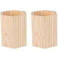 thumbnail image 1 of Topboutique Wooden Pen Holder 2 Pcs Hexagon Shaped Tabletop Pencil Container Unfinished Wood Pencil Holder Desktop Brush Holder Multipurpose Storage Cup for Home Office DIY Crafts Projects, 1 of 6