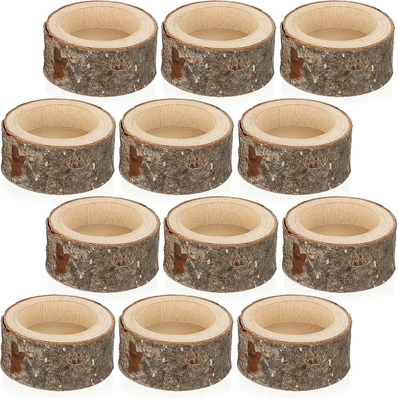 Topboutique Wooden Tealight Candle Holders Wood Votive Candle Holders Rustic Candle Stands Tealight Holders Round Tea Light Holders for Christmas Wedding Party Festival Decoration,12 Pcs,2.4''W*1"H