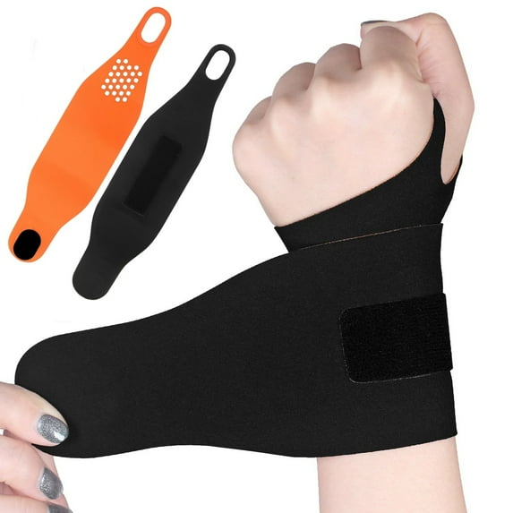 Topboutique Wrist Brace,2 Pcs Adjustable Compression Wrist Wrap,Ultra-Thin Wrist Wraps,Carpal Tunnel Brace Support for Pain Relief, Arthritis, Tendonitis,Fitness Enthusiasts (Black orange)