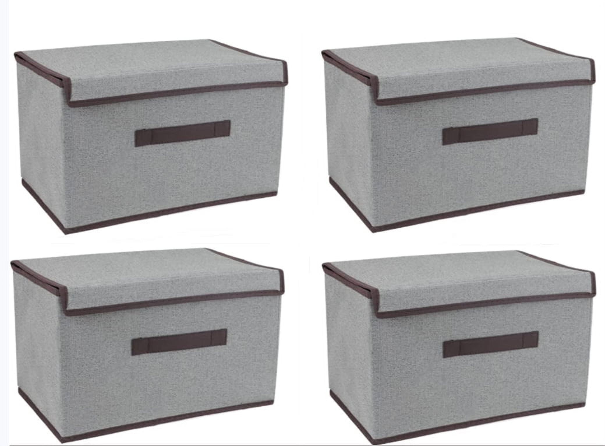 Topboutique linen storage box, Foldable Storage Boxes with Lids 4 Pack
