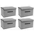 Topboutique linen storage box, Foldable Storage Boxes with Lids 4 Pack