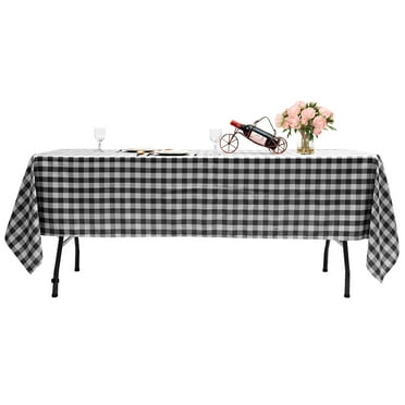 Topbuy 10-Piece 60"x126" Rectangular Plaid Tablecloth Machine Washable Polyester Table Cover Black