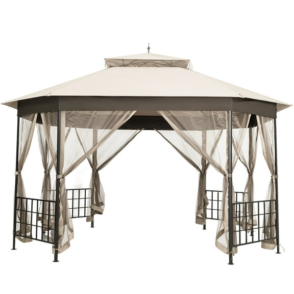 Topbuy 10'x 12'Octagonal Canopy Tent Patio Gazebo Canopy Shelter W/ Mosquito Netting