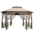 thumbnail image 1 of Topbuy 10’ x 12’ Octagonal Gazebo Canopy, Durable PU-Coated Polyester with Netting Sidewalls, 1 of 5