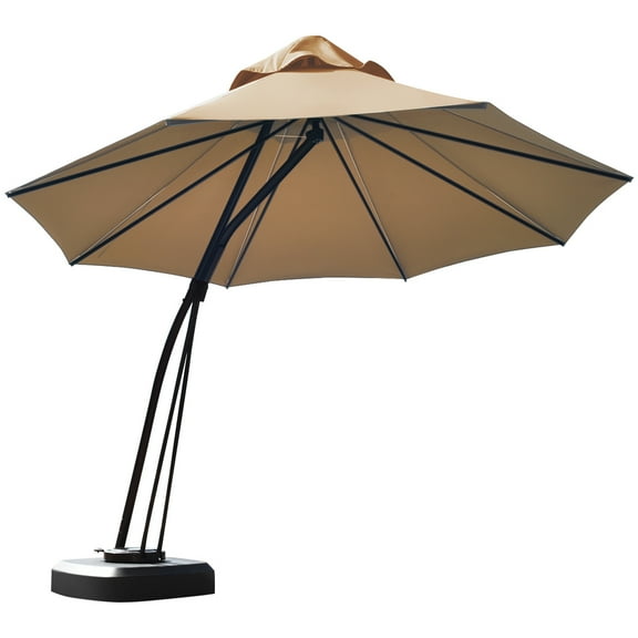 Topbuy 11ft Cantilever Offset Hanging 360Rotation Patio Umbrella with Umbrella Base
