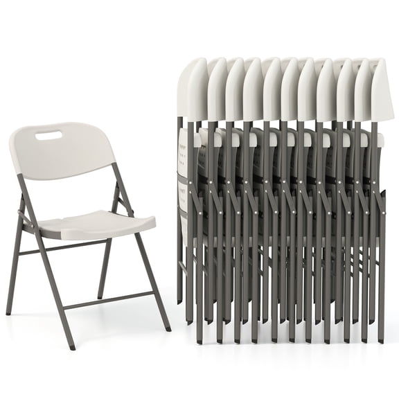 Topbuy 12 Pack Folding Chairs Stackable Plastic Chairs with Waterproof HDPE Seat