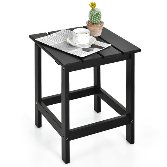 Topbuy 15" Outdoor Square Side End Table Wooden Coffee Table Suitable for Garden Patio Balcony Black