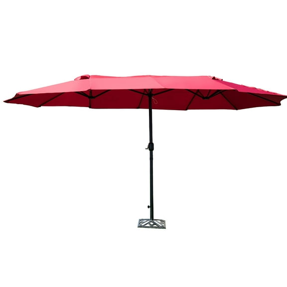 Topbuy 15'Patio Umbrella Double-Sided Outdoor Shade Offset Red