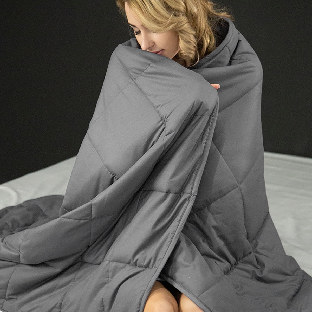 Topbuy 15 lbs Weighted Blankets 100 Cotton Glass Beads Filler Full