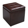 thumbnail image 1 of Topbuy 16''Cube Ottoman Storage Box  Pouffe Seat Footstools with Hinge Top Red Brown, 1 of 7