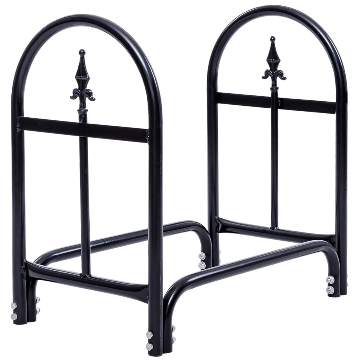 Black Heavy Duty Steel Outdoor Firewood Log Rack Holder