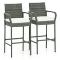 thumbnail image 1 of Topbuy 2 Pcs Outdoor Bar Stools with Cushions, Mix Gray, 1 of 8