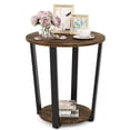 thumbnail image 1 of Topbuy 2-Tier Industrial Round End Table Metal Sofa Side Table with Storage Shelf Brown, 1 of 9