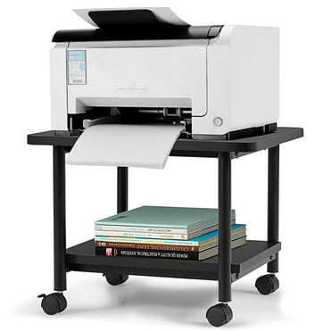 Topbuy 2-Tier Rolling Under Desk Printer Cart with 2 Storage Shelves Printer Stand for home office Black