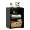 thumbnail image 1 of Topbuy 2-Tier Storage Night Stand Open Display Shelf MDF End Table Black, 1 of 9