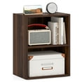 thumbnail image 1 of Topbuy 2-Tier Storage Night Stand Open Display Shelf MDF End Table Walnut, 1 of 9