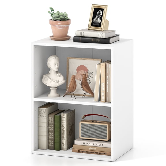 Topbuy 2-Tier Storage Night Stand Open Display Shelf MDF End Table White
