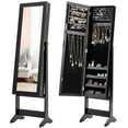 thumbnail image 1 of Patiojoy 2-in-1 Freestanding Jewelry Cabinet Organizer with Full-Length Mirror Black, 1 of 6