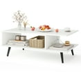 thumbnail image 1 of Topbuy 2-tier Coffee Table w/ Storage Home Mid Century Modern Center Table Heavy-duty Metal Frame Tea Table White, 1 of 9
