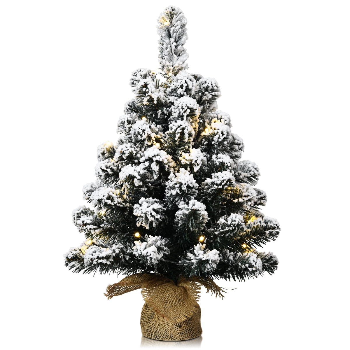 Topbuy 24"Mini Tabletop Snow Flocked Christmas Tree PreLit Artificial