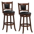 thumbnail image 1 of Topbuy 25.5” Upholstered Bar Stools Set of 2 360° Swivel Round Counter/Bar Height Stools w/Curved Backrest & Footrest, 1 of 8