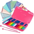 thumbnail image 1 of Topbuy 25 Notes Kids Chromatic Aluminium Xylophone with Case and 2 Mallets Pink, 1 of 5