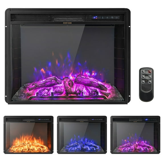 Topbuy 26 Inch Electric Fireplace Insert 5,000 BTU Recessed Freestanding Fireplace Heater w/ 3 Flame Colors & 6 Brightness