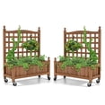 thumbnail image 1 of Patiojoy 2PC 32in Wood Planter Box with Trellis and Wheels Mobile Plant Raised Bed for Indoor&Outdoor, 1 of 8