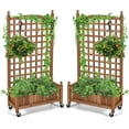 thumbnail image 1 of Patiojoy 2PC 50in Wood Planter Box with Trellis and Wheels Mobile Plant Raised Bed for Indoor&Outdoor, 1 of 7