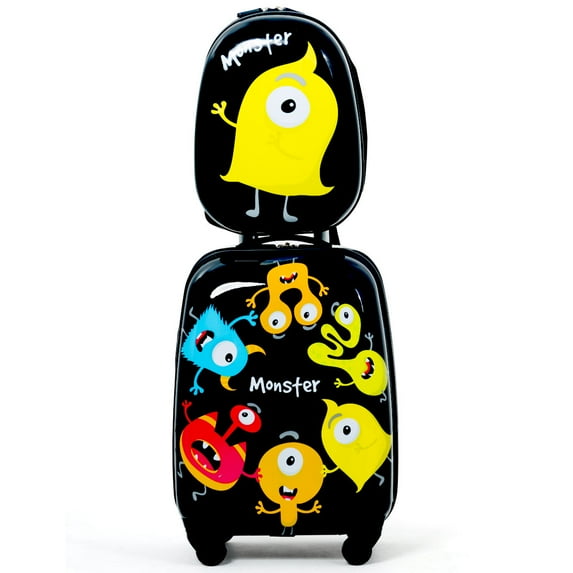 Topbuy 2PC Kid Luggage Set 12" Backpack & 16" Rolling Trolley Suitcase ABS for Travel