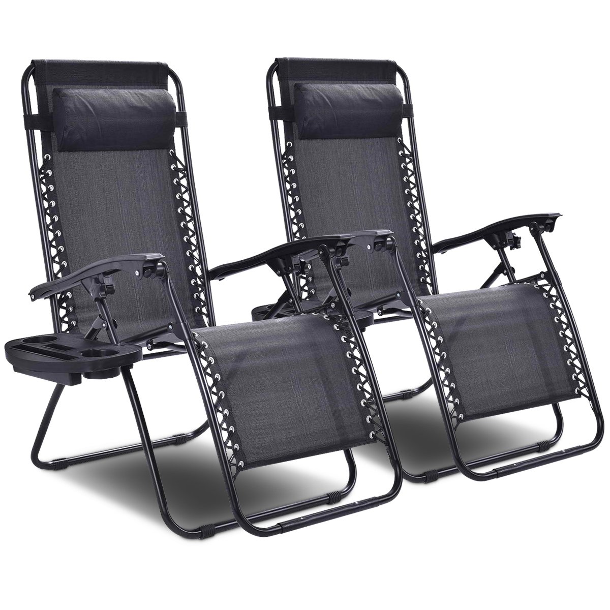 Topbuy 2PC Zero Gravity Chair Adjustable Recliners Textiliene Black - image 1 of 6