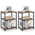 thumbnail image 1 of Topbuy 2PCS 3-Tier Industrial Side Table Nightstand with Removable Mesh Metal Shelf Adjustable Leveling Foot Pads End Table, 1 of 9