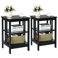 thumbnail image 1 of Topbuy 2PCS 3-tier Side Table Nightstand Sofa End Table Storage Display Shelf Black, 1 of 10