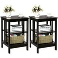 thumbnail image 1 of Topbuy 2PCS 3-tier Side Table Nightstand Sofa End Table Storage Display Shelf Espresso, 1 of 10